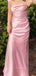 Satin Pink Straps Long Evening Prom Dresses, Lovely Sleeveless Backless Prom Dress, PM0339