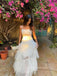 A-line White Tulle Spaghetti Straps Long Evening Prom Dresses, See Through Sleeveless Prom Dress, PM0344