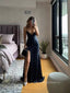 Deep V-neck High Slit Sexy Sequins Spaghetti Straps Long Evening Prom Dresses, PM0348