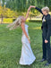 Ivory Backless Spaghetti Straps Long Evening Prom Dresses, Mermaid Sleeveless Prom Dress, PM0356