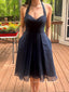 A-line Sweetheart Black Long Evening Prom Dresses, Halter Backless Prom Dress, PM0367