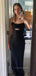 Mermaid Spaghetti Straps Sparkly Backless Black Long Evening Prom Dresses, PM0375