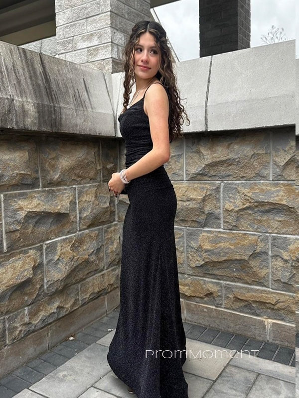 Popular Black Sparkly Mermaid Floor-length Long Evening Prom Dresses, PM0376