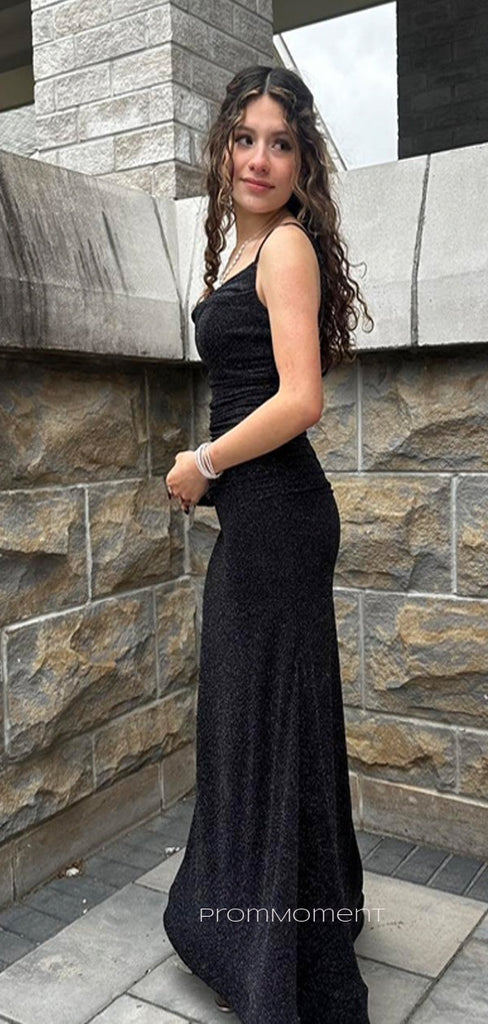 Popular Black Sparkly Mermaid Floor-length Long Evening Prom Dresses, PM0376