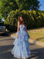 Sweetheart A-line Blue Tulle Long Evening Prom Dresses, Strapless Gorgeous Prom Dress, PM0378