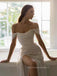 Sequins Off Shoulder High Slit Long Evening Prom Dresses, Ivory Sparkly Prom Dress, PM0379