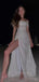 Sequins Off Shoulder High Slit Long Evening Prom Dresses, Ivory Sparkly Prom Dress, PM0379