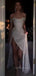 Off Shoulder Sequins High Slit Long Evening Prom Dresses, Popular Sparkly Prom Dress, PM0384