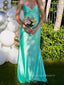 V-neck Spaghetti Straps Long Evening Prom Dresses, Backless Sleeveless Mermaid Prom Dress, PM0388