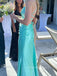 V-neck Spaghetti Straps Long Evening Prom Dresses, Backless Sleeveless Mermaid Prom Dress, PM0388