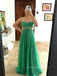 Strapless Sweetheart Sleeveless Long Evening Prom Dresses, Green Chiffon A-line Prom Dress, PM0389