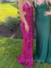 Mermaid Seqiuns Deep V-neck Backless High Slit Long Evening Prom Dresses, PM0392