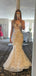 Gorgeous Deep V-neck Sleeveless Mermaid Long Evening Prom Dresses, Lace Floor-length Wedding Dress, PM0393