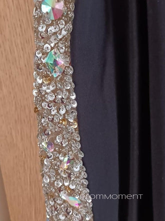 Unique Black Mermaid Long Evening Prom Dresses, Sparkly Straps Prom Dress, PM0395