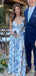 Popular A-line Spaghetti Straps Long Evening Prom Dresses, Side Slit Backless Prom Dress, PM0409