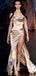 Off Shoulder Mermaid High Slit Long Evening Prom Dresses, Gorgeous Floor-length Satin Prom Dress, PM0414