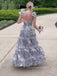 Uniques A-line Backless Long Evening Prom Dresses, Straps Lovely Prom Dress, PM0422