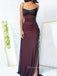 Spaghetti Straps High Slit Long Evening Prom Dresses, Black Chiffon Red Prom Dress, PM0431