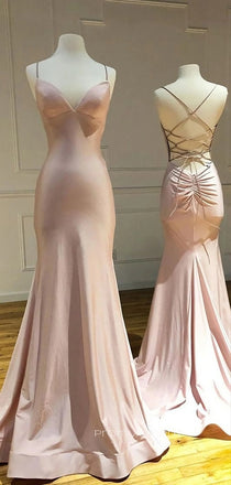 Backless V-neck Spaghetti Straps Long Evening Prom Dresses, Sheath Mermaid Gorgeous Prom Dress, PM0435