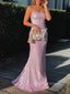 Elegant Pink Sequins Strapless Long Evening Prom Dresses, Backless Sleeveless Floor-length Prom Dress, PM0440