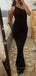 Lovely One Shoulder Backless Long Evening Prom Dresses, Black Mermaid Sparkly Prom Dress, PM0446