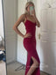 Simple Spaghetti Straps V-neck Mermaid Long Evening Prom Dresses, Sexy Backless Prom Dress, PM0454