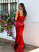 Elegant Straps Mermaid Long Evening Prom Dresses, Satin Bakless Sheath Prom Dress, PM0455