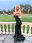 Strapless Sleeveless Mermaid Long Evening Prom Dresses, Sequins V-neck Sexy Prom Dress, PM0456