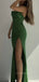 Simple Mermaid Sleeveless Side Slit Long Evening Prom Dresses, Popular Spaghetti Straps Prom Dress, PM0462