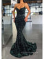 Sparkly Sequins Mermaid Long Evening Prom Dresses, Spaghetti Straps Deep V-neck Prom Dress, PM0464