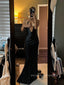 Sexy Black Mermaid Long Evening Prom Dresses, Backless Satin Prom Dress, PM0470