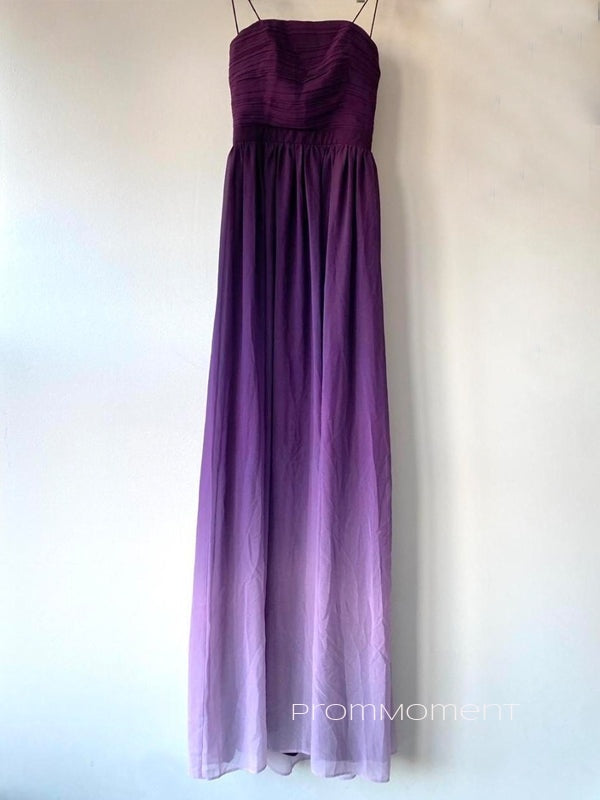 Spaghetti Straps A-line Long Evening Prom Dresses, Purple Chiffon Prom Dress, PM0473