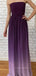 Spaghetti Straps A-line Long Evening Prom Dresses, Purple Chiffon Prom Dress, PM0473