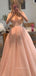 Lovely Pink A-line Deep V-neck Long Evening Prom Dresses, Sleeveless Spaghetti Straps Prom Dress, PM0481