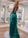 Straps Mermaid Side Slit Long Evening Prom Dresses, Backless Prom Dress, PM0484