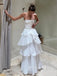 Beautiful A-line Strapless Long Evening Prom Dresses, White Chiffon Sleeveless Wedding Dress, PM0489