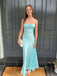 Beautiful Blue Mermaid Long Evening Prom Dresses, Simple Spaghetti Straps Prom Dress, PM0491