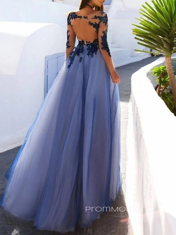 Long Sleeveless A-line Long Evening Prom Dresses, Backless Prom Dress, PM0493