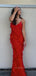 Red Spaghetti Straps Long Evening Prom Dresses, Backless Sleeveless Prom Dress, PM0498