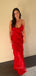 Red Spaghetti Straps Long Evening Prom Dresses, Backless Sleeveless Prom Dress, PM0498