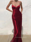 Beautiful Red Spaghetti Straps Long Evening Prom Dresses, Sexy Backless A-line Satin Prom Dress, PM0501
