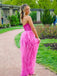 Sweetheart A-line High Slit Long Evening Prom Dresses, Hot Pink Prom Dress, PM0502