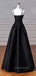 Formal Black A-line Spaghetti Straps Long Evening Prom Dresses, Sleeveless Backless Prom Dress, PM0509
