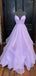 Beautiful Purple A-line Spaghetti Straps Long Evening Prom Dresses, Deep V-neck Sleeveless Prom Dress, PM0511