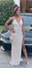 High Slit V-neck Spaghetti Straps Long Evening Prom Dresses, Sequins Mermaid Sparkly Prom Dress, PM0517