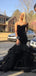 Unique Black Mermaid Long Evening Prom Dresses, Strapless Sleeveless Prom Dress, PM0518