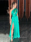 One Shoulder Side Slit A-line Long Evening Prom Dresses,Sleeveless Backless Prom Dress, PM0524