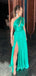 One Shoulder Side Slit A-line Long Evening Prom Dresses,Sleeveless Backless Prom Dress, PM0524
