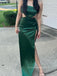 Beautiful High Slit Mermaid Sleeveless Long Evening Prom Dresses, Backless Satin Prom Dress, PM0527