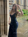 Deep V-neck Spaghetti Straps Mermaid Long Evening Prom Dresses, Sexy Backless Prom Dress, PM0531